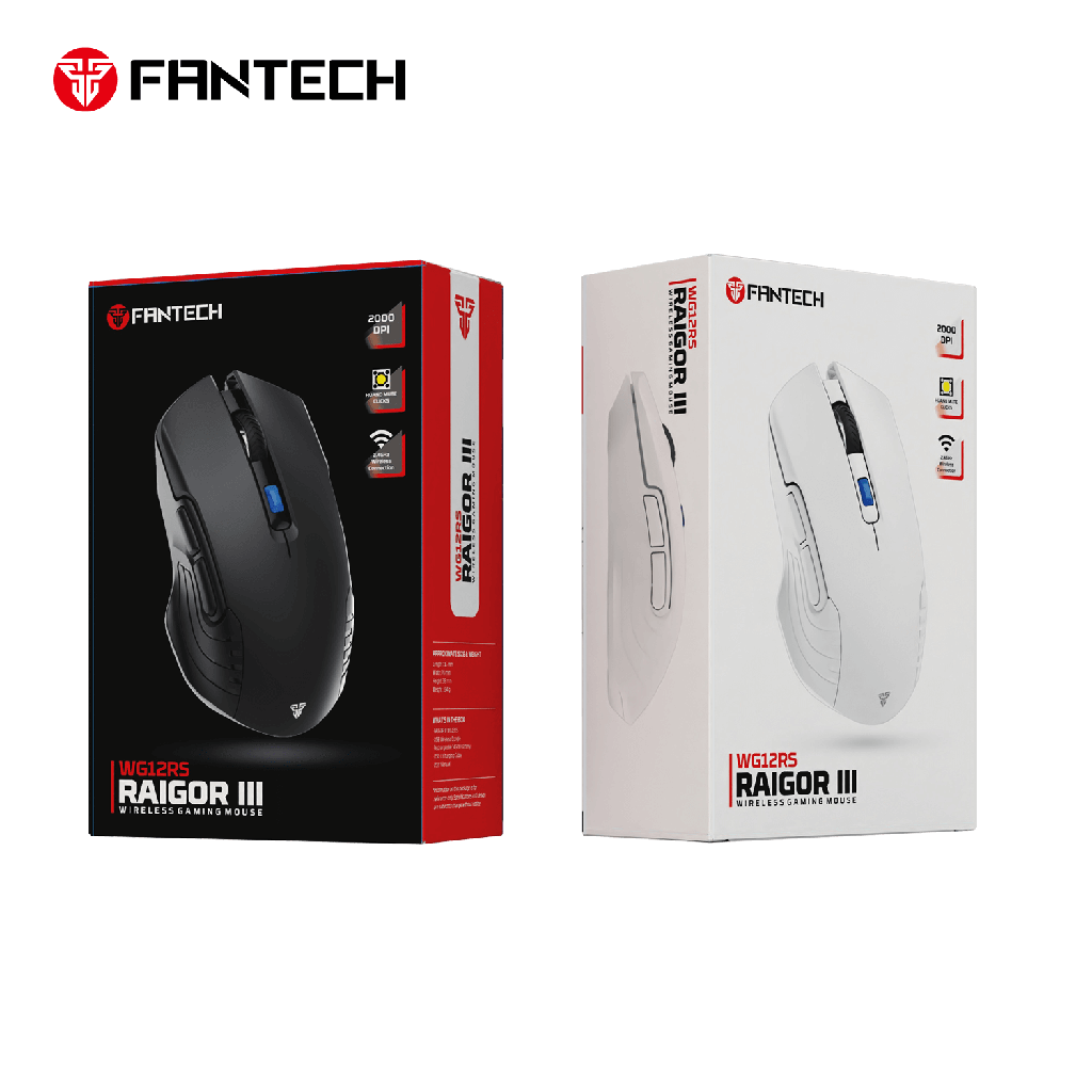 FANTECH RAIGOR IIII WG12RS Wireless 2.4Ghz Gaming Mouse With Rechargeable Battery Black-White