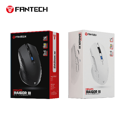 [MO-12-24] FANTECH RAIGOR IIII WG12RS Wireless 2.4Ghz Gaming Mouse With Rechargeable Battery Black-White